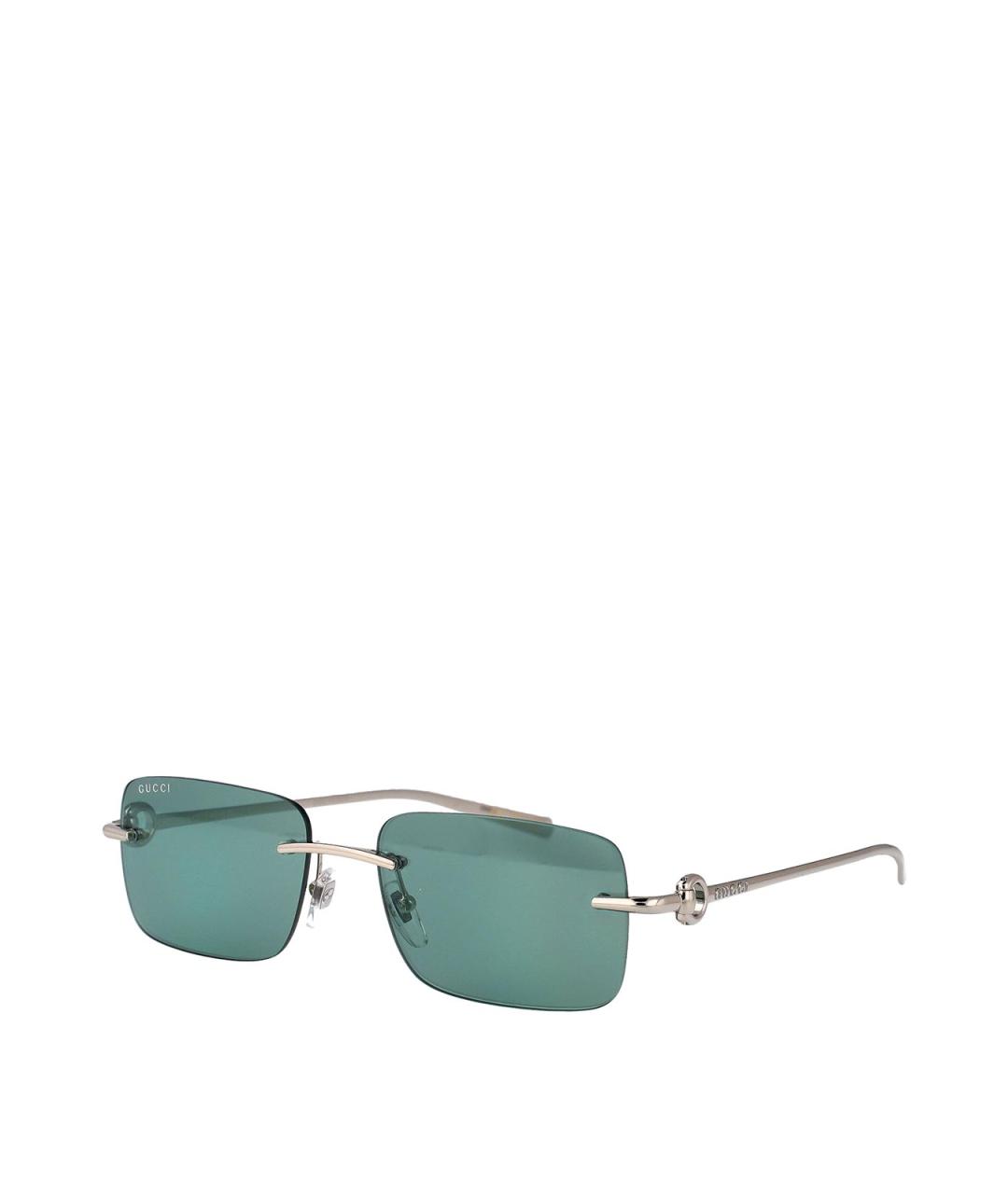 GUCCI Серебряные металлические солнцезащитные очки, фото 1