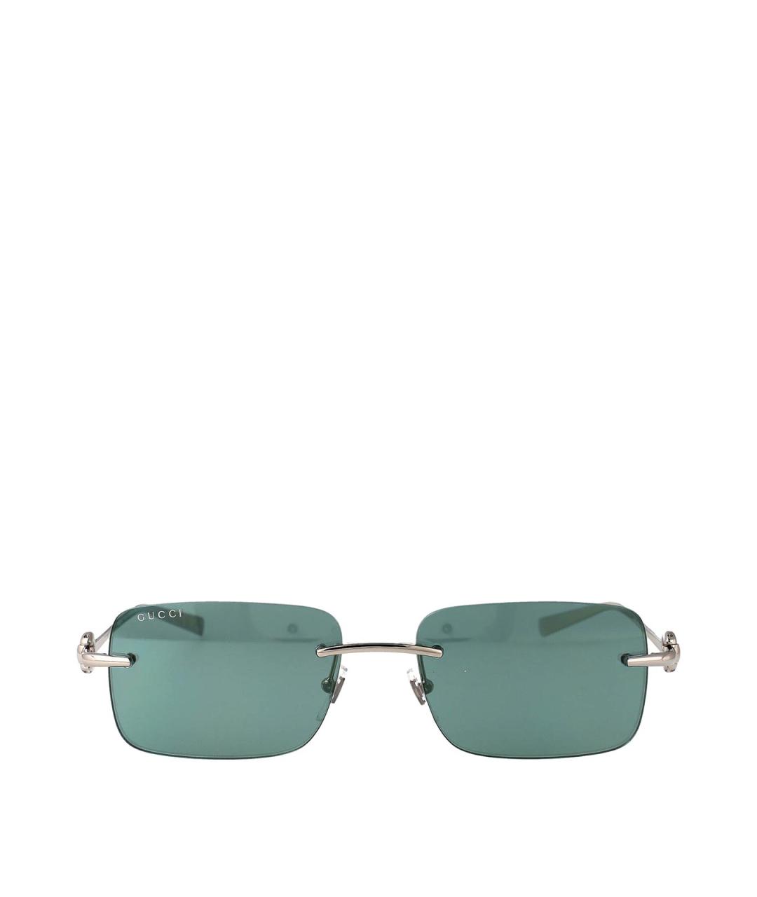 GUCCI Серебряные металлические солнцезащитные очки, фото 2