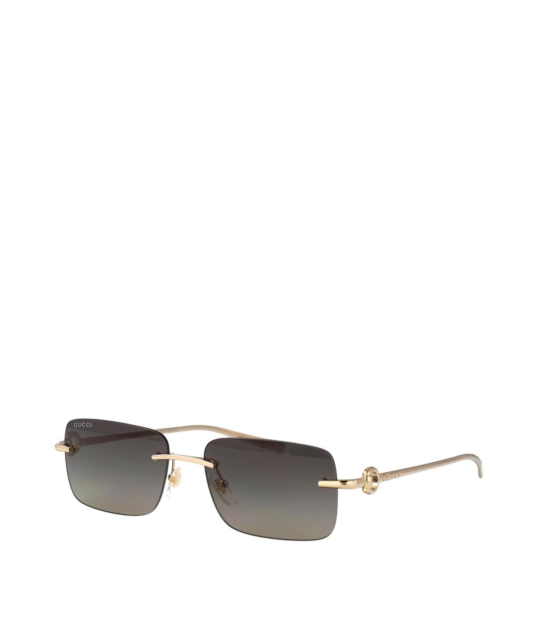 GUCCI Золотые металлические солнцезащитные очки, фото 2