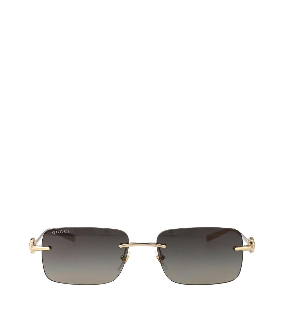 GUCCI Золотые металлические солнцезащитные очки, фото 1