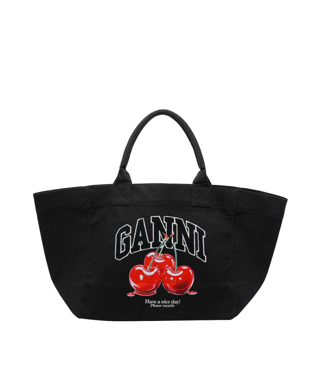 GANNI Черная хлопковая сумка тоут, фото 1