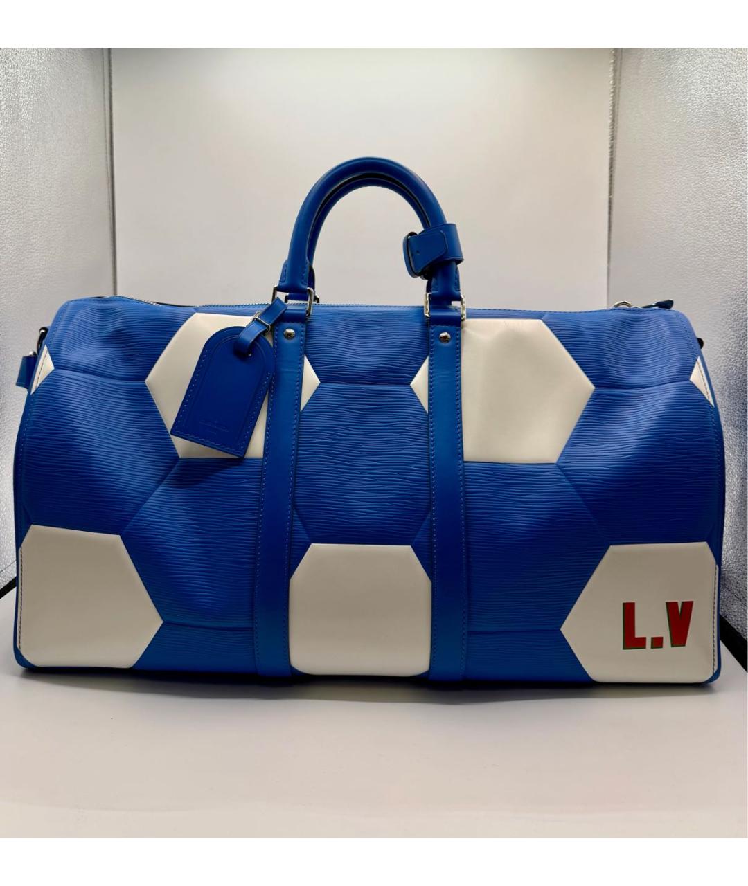 LOUIS VUITTON Синяя кожаная дорожная/спортивная сумка, фото 8