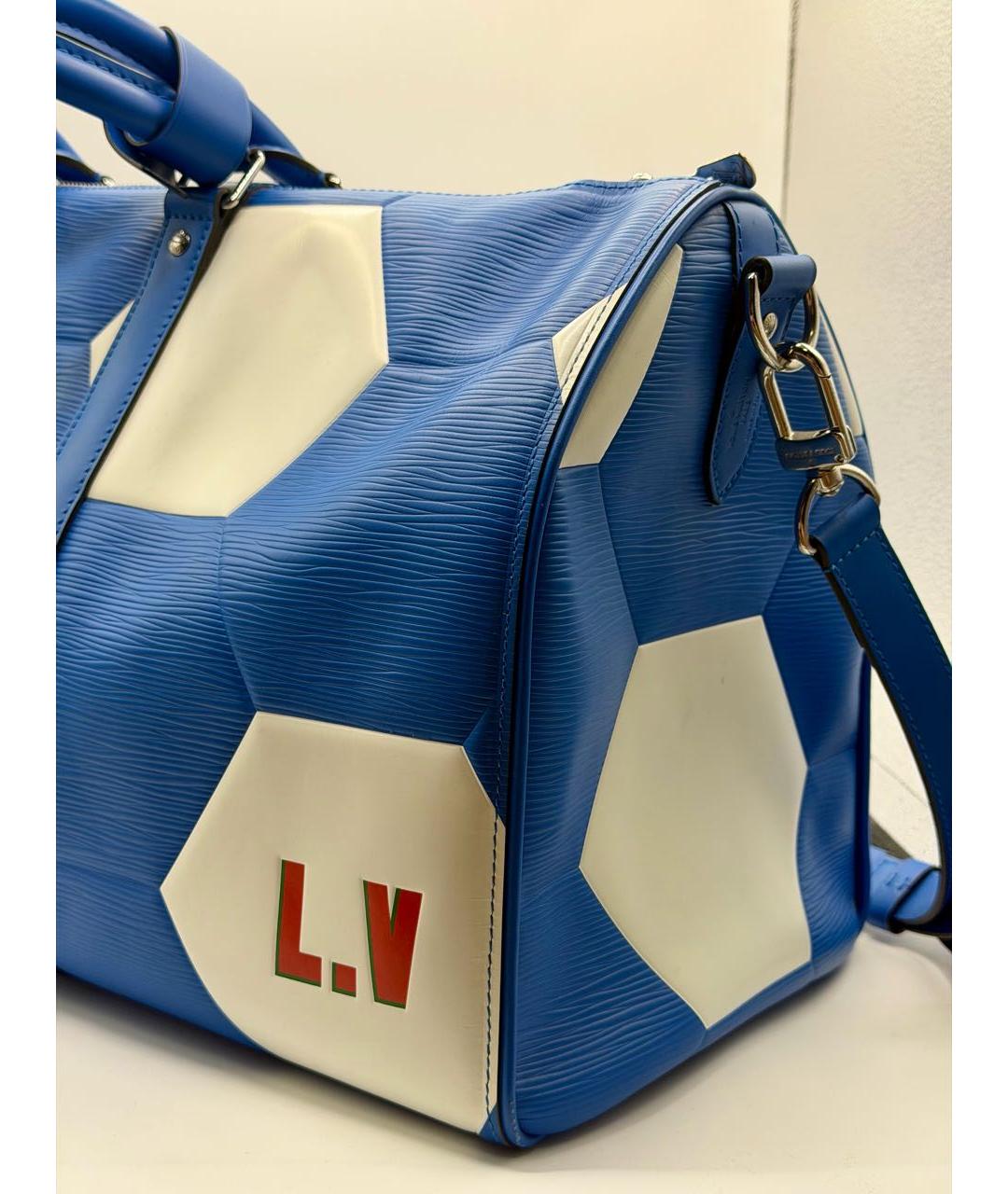 LOUIS VUITTON Синяя кожаная дорожная/спортивная сумка, фото 3
