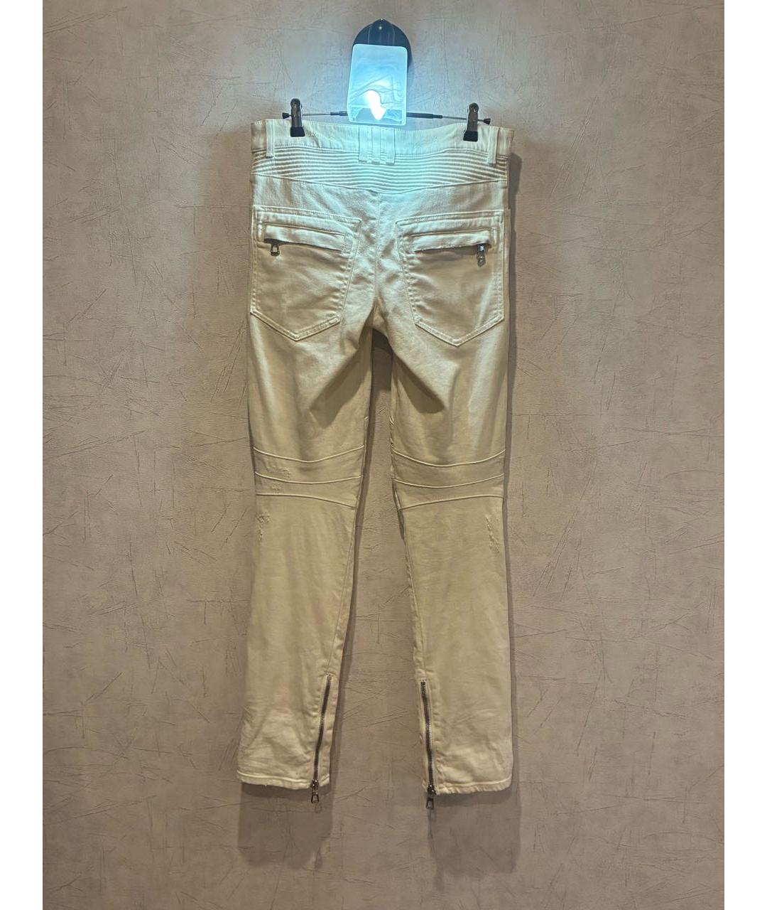 BALMAIN Белые хлопковые джинсы скинни, фото 2