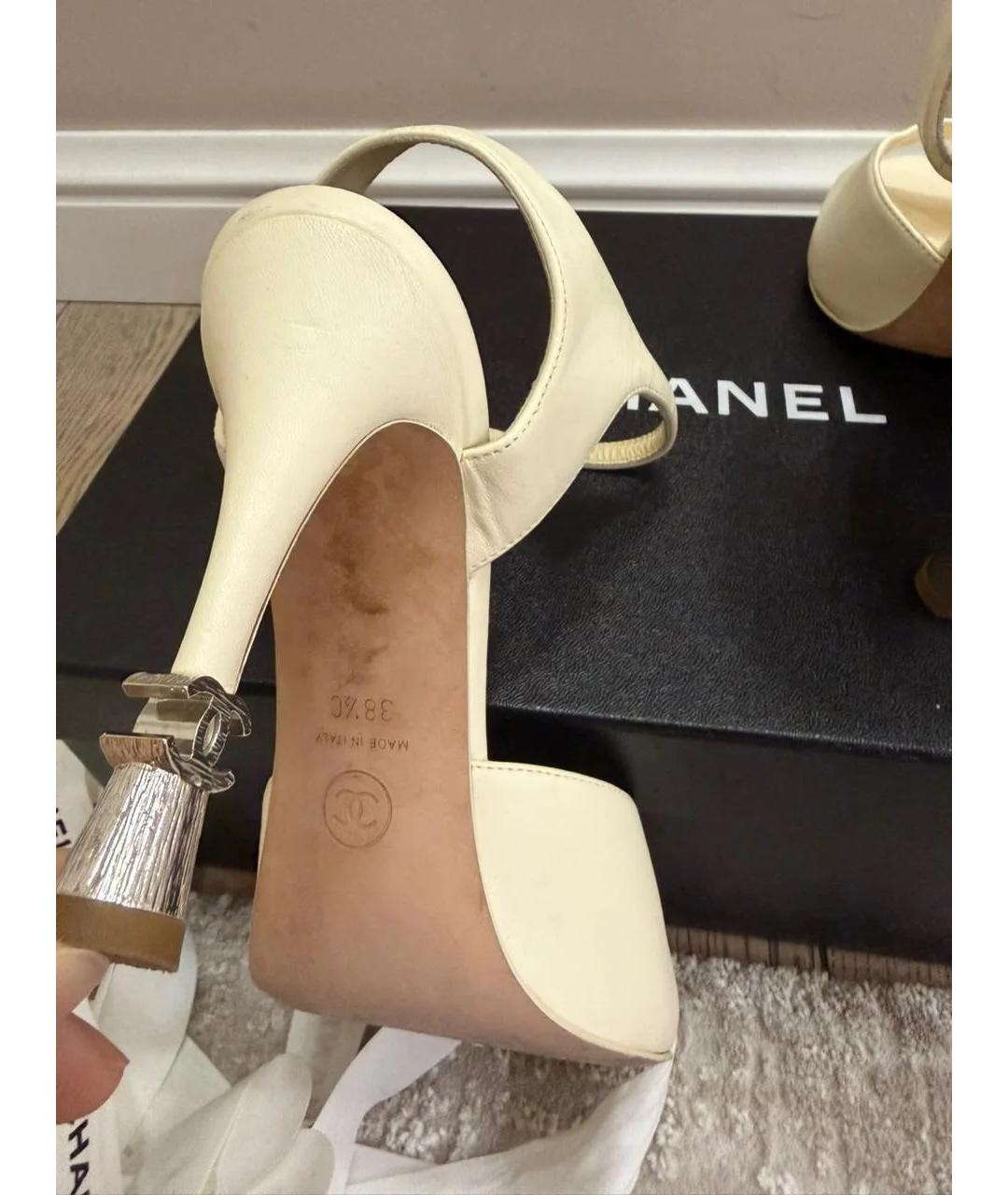 CHANEL Белые кожаные туфли, фото 2