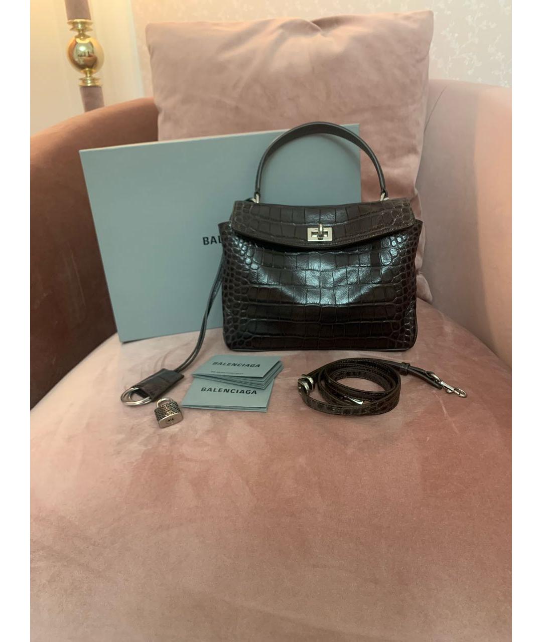 BALENCIAGA Коричневая кожаная сумка через плечо, фото 2