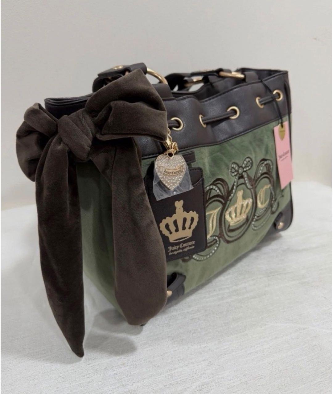 JUICY COUTURE Зеленая бархатная сумка тоут, фото 2