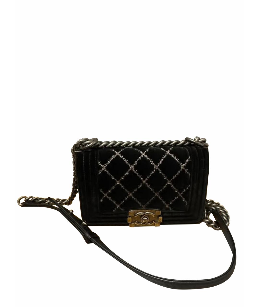 CHANEL Черная бархатная сумка через плечо, фото 1