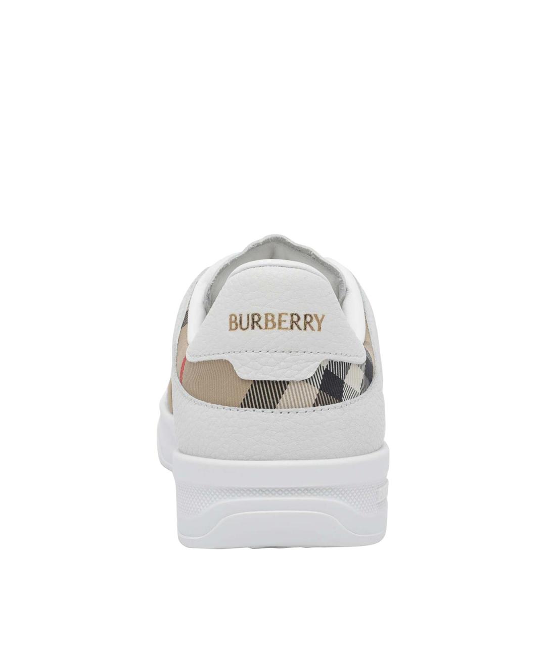 BURBERRY Белые кожаные низкие кроссовки / кеды, фото 4