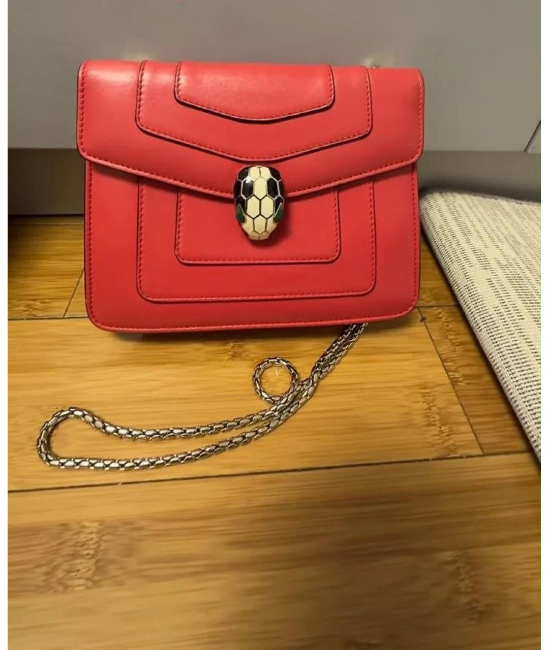 BVLGARI Коралловая кожаная сумка через плечо, фото 6