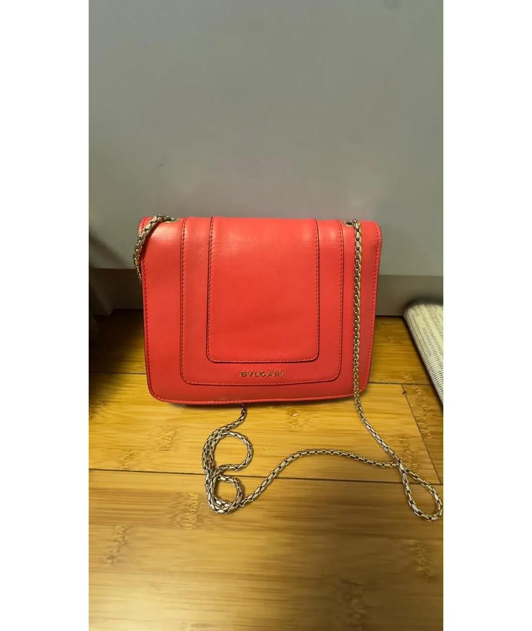 BVLGARI Коралловая кожаная сумка через плечо, фото 3