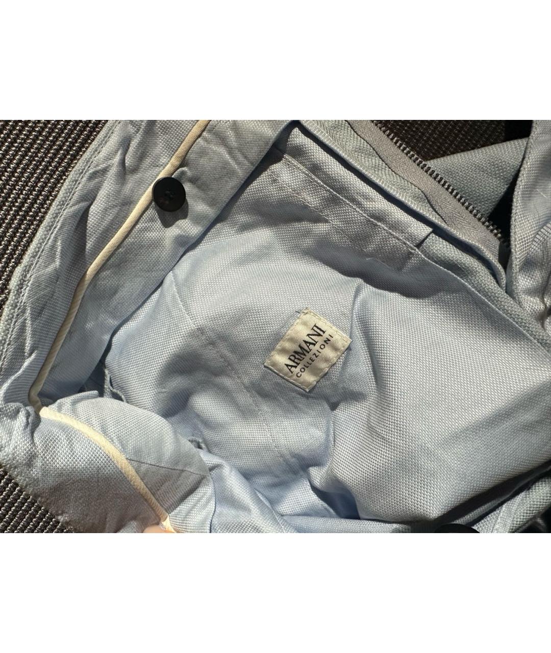 ARMANI COLLEZIONI Голубые хлопковые брюки узкие, фото 3