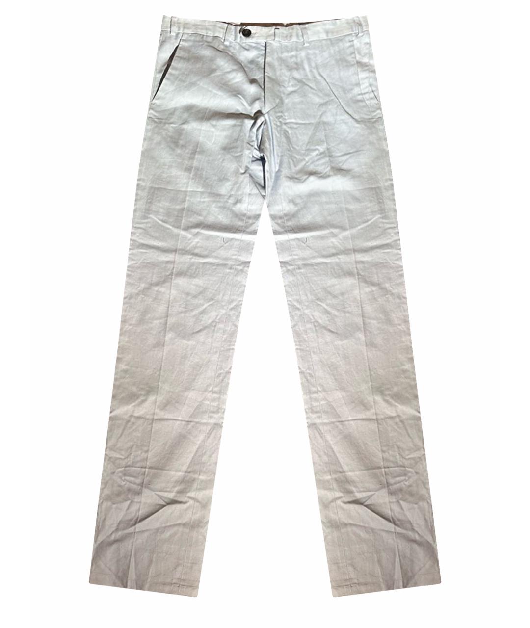 ARMANI COLLEZIONI Голубые хлопковые брюки узкие, фото 1