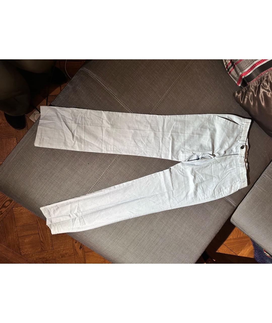 ARMANI COLLEZIONI Голубые хлопковые брюки узкие, фото 7