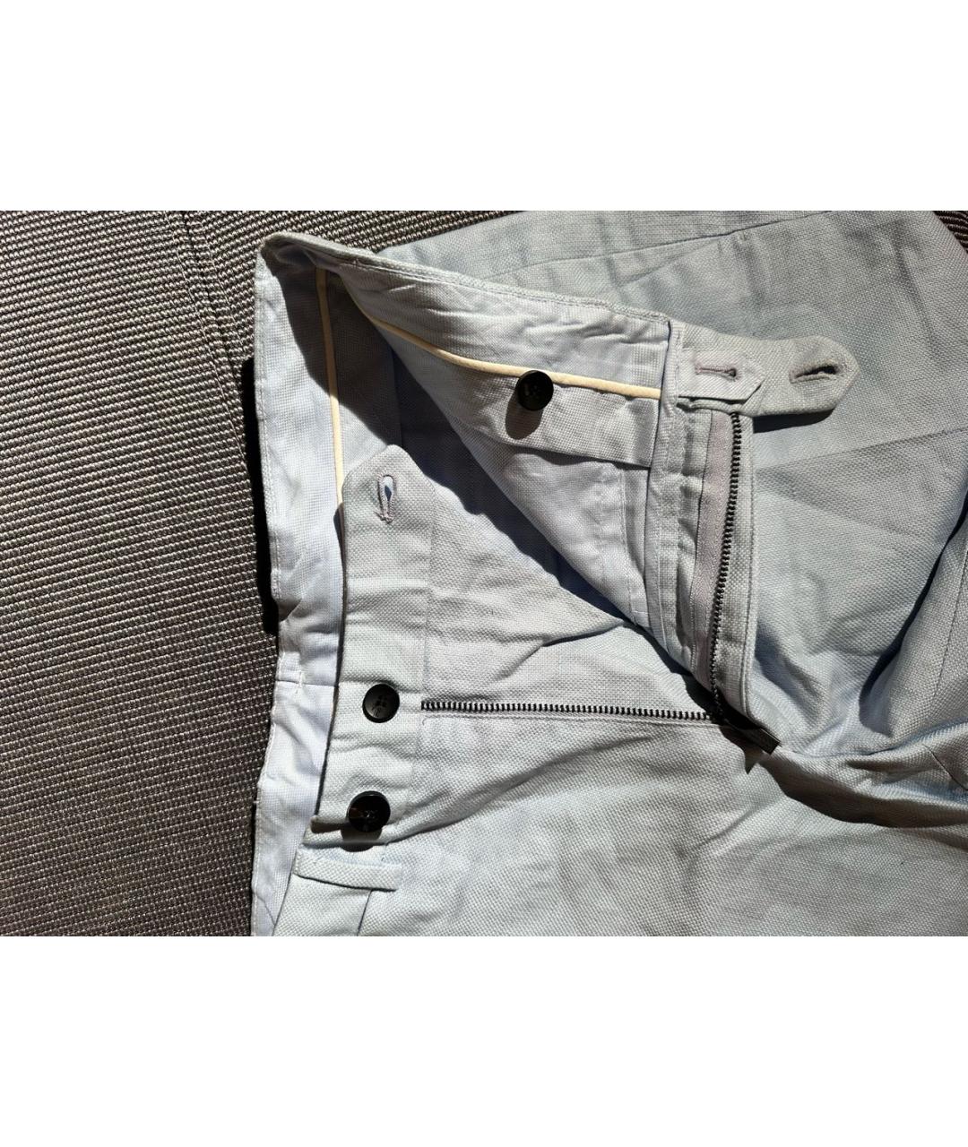 ARMANI COLLEZIONI Голубые хлопковые брюки узкие, фото 5
