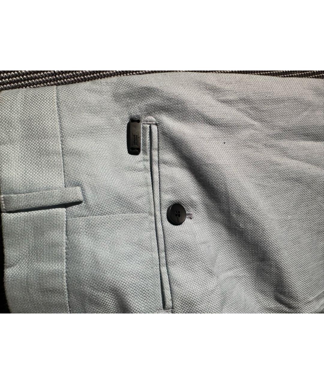 ARMANI COLLEZIONI Голубые хлопковые брюки узкие, фото 4