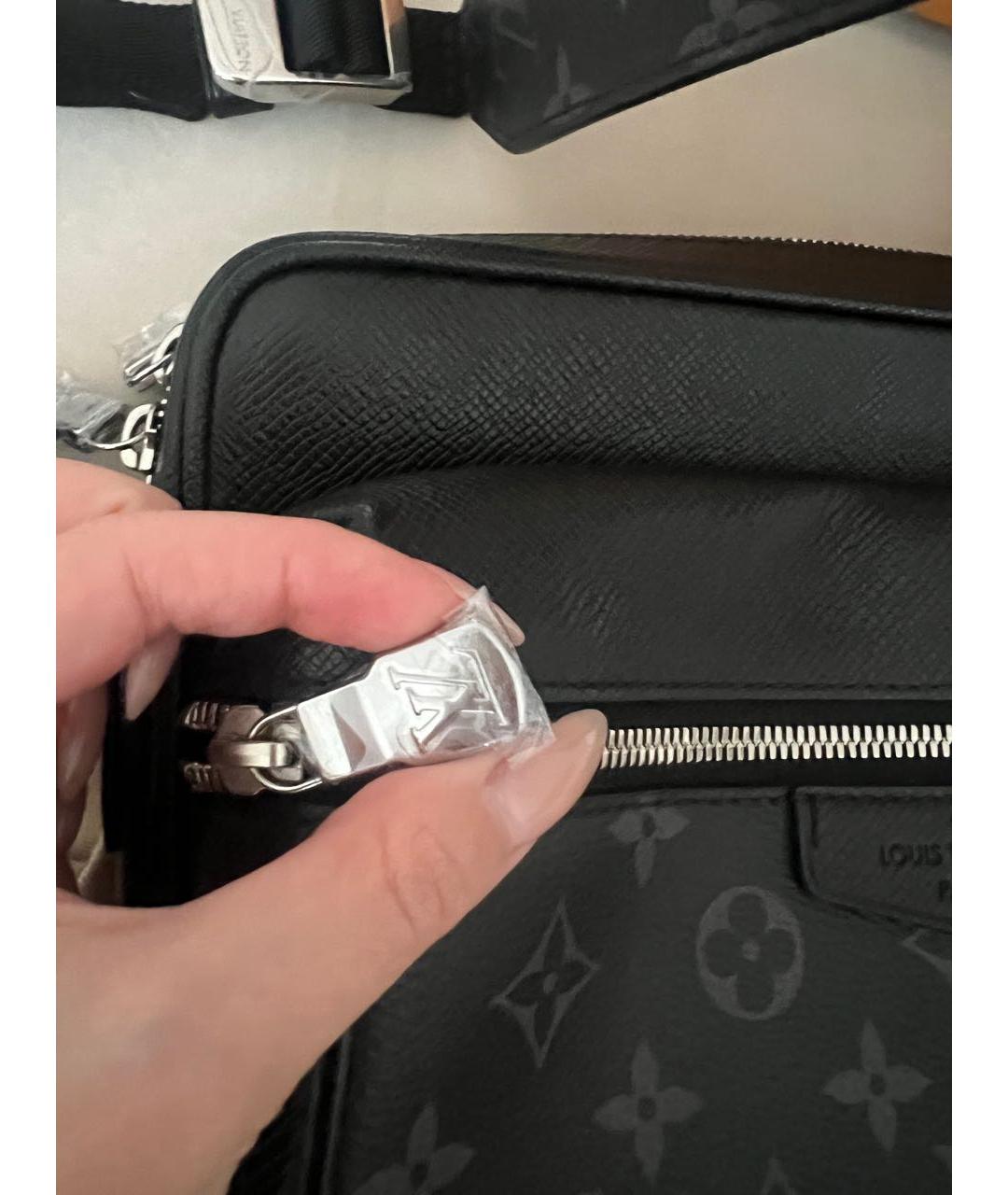 LOUIS VUITTON Черная кожаная сумка на плечо, фото 4
