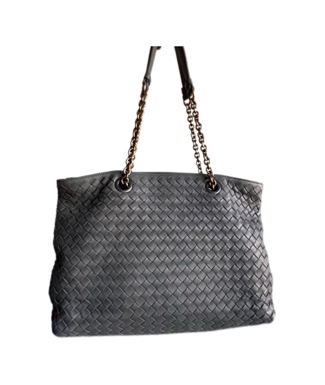 BOTTEGA VENETA Серая кожаная сумка тоут, фото 3