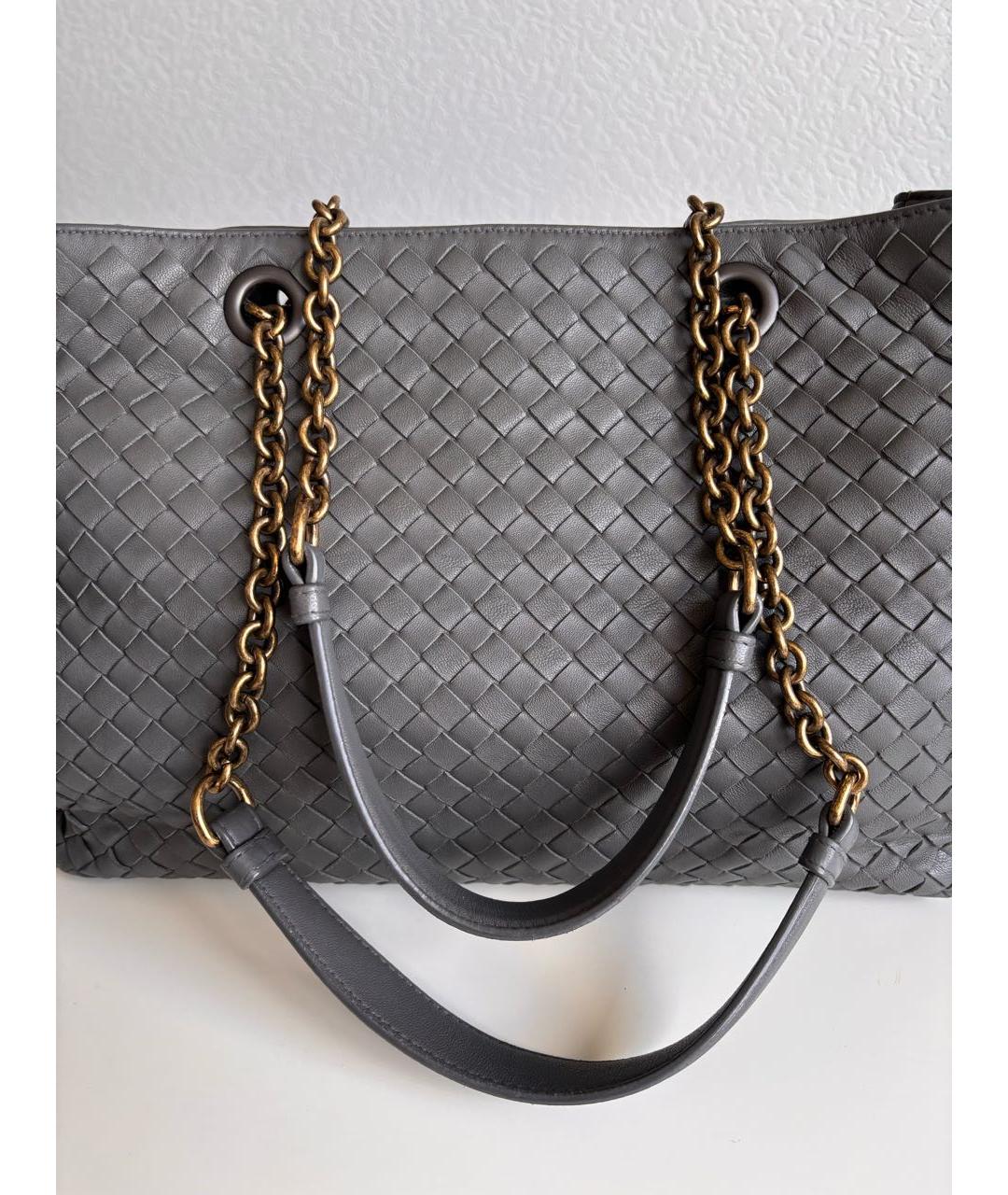 BOTTEGA VENETA Серая кожаная сумка тоут, фото 2