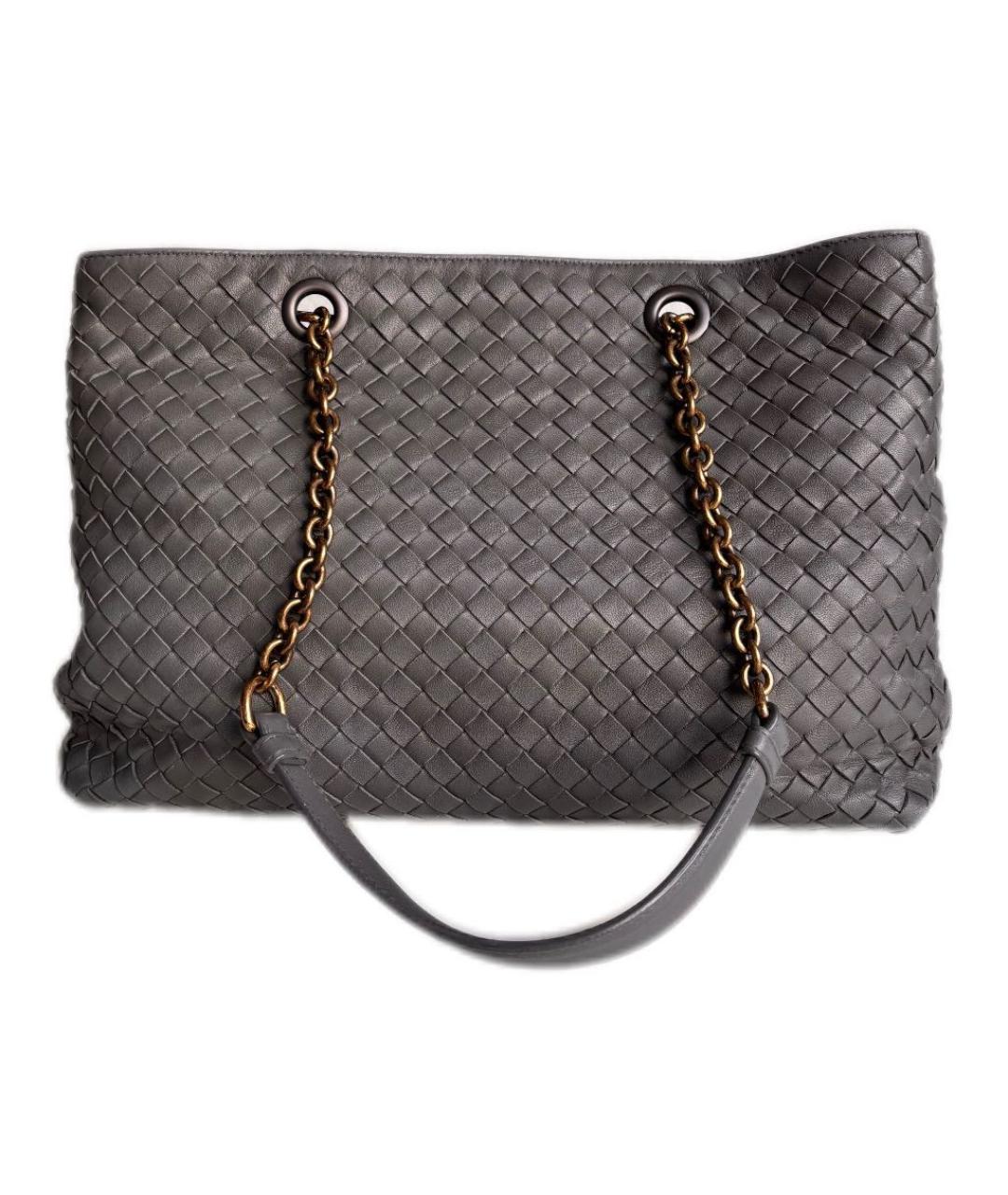 BOTTEGA VENETA Серая кожаная сумка тоут, фото 9