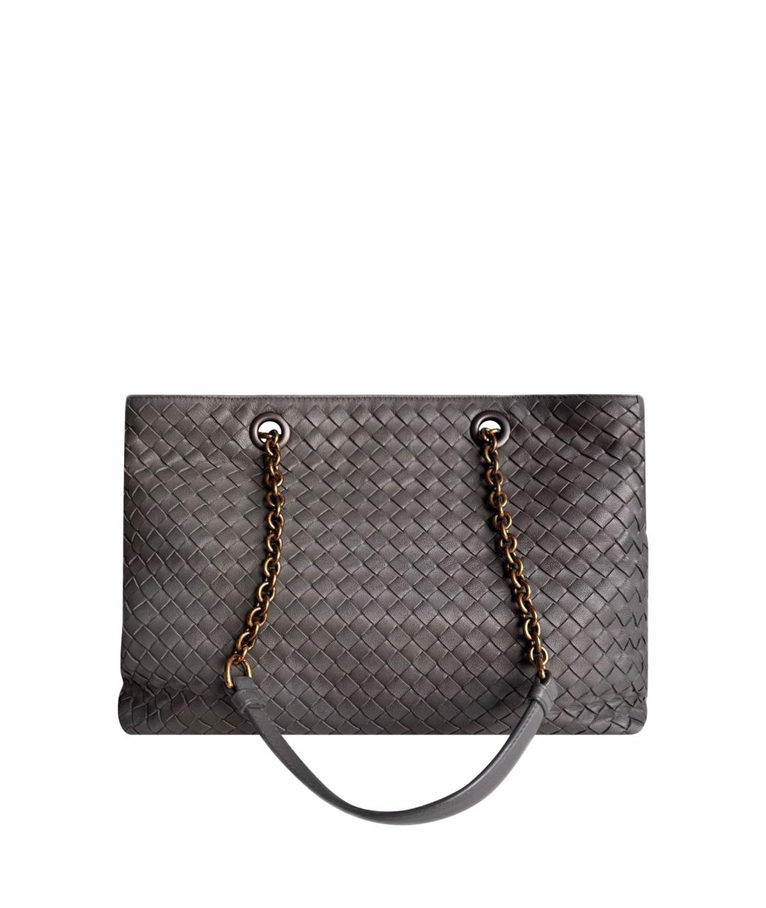 BOTTEGA VENETA Серая кожаная сумка тоут, фото 1