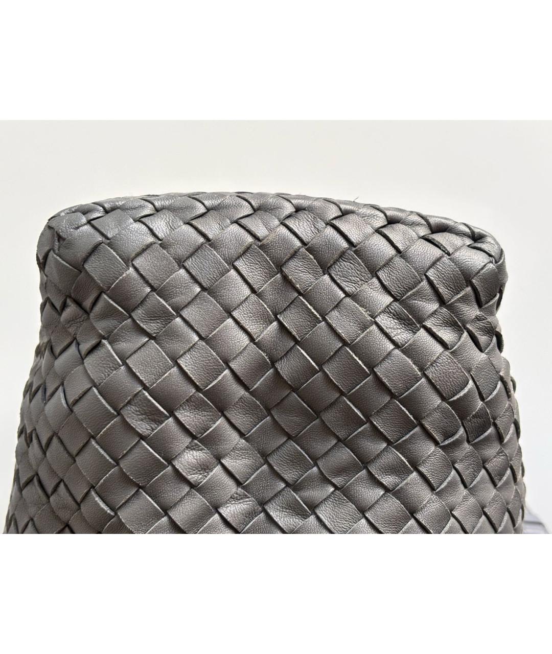 BOTTEGA VENETA Серая кожаная сумка тоут, фото 6