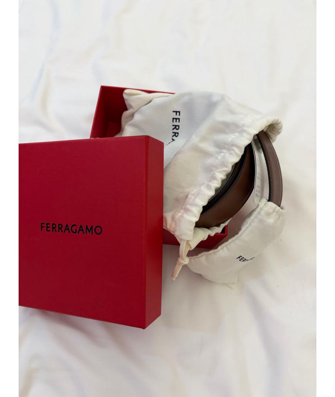 FERRAGAMO Коричневый кожаный ремень, фото 6