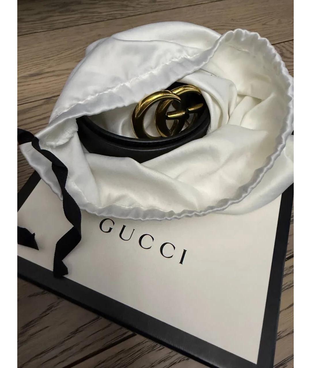 GUCCI Черный кожаный ремень, фото 4