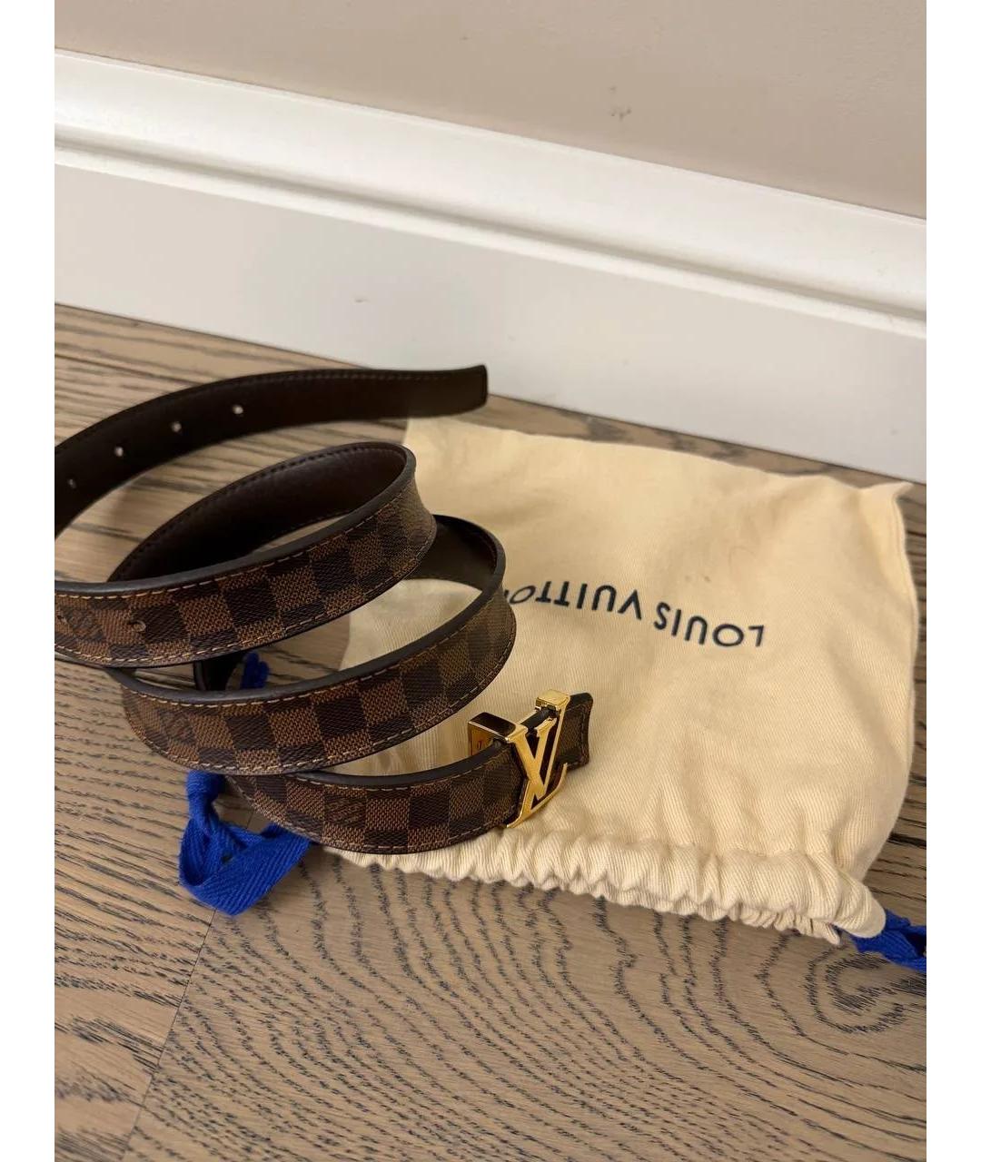 LOUIS VUITTON Коричневый кожаный ремень, фото 3