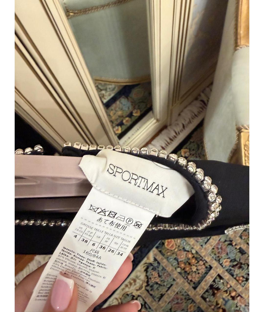 SPORTMAX Черное атласное платье, фото 3