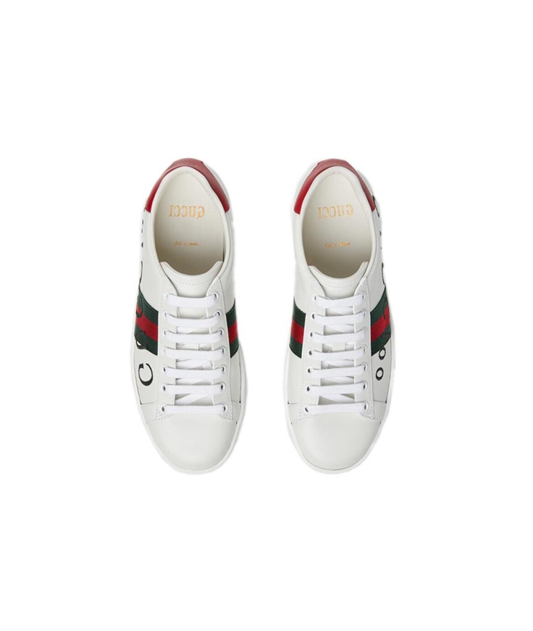 GUCCI Белые кожаные кроссовки, фото 4