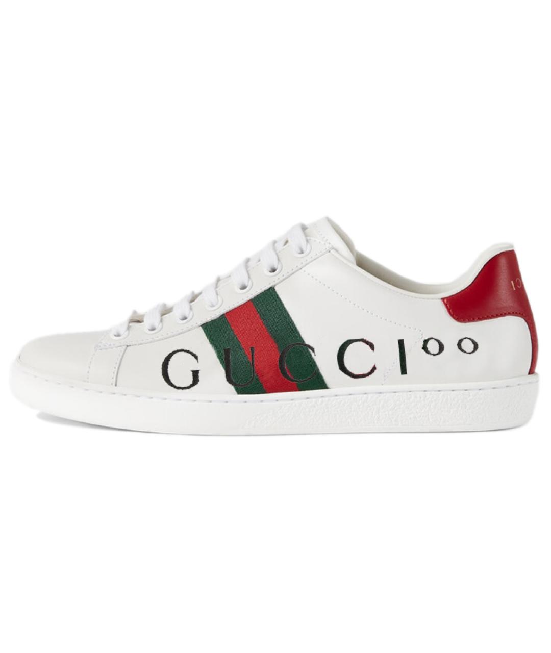 GUCCI Белые кожаные кроссовки, фото 6