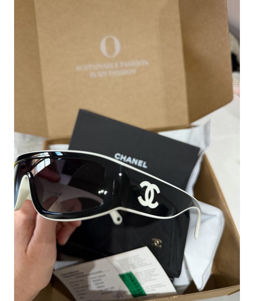 CHANEL Черные пластиковые солнцезащитные очки, фото 2