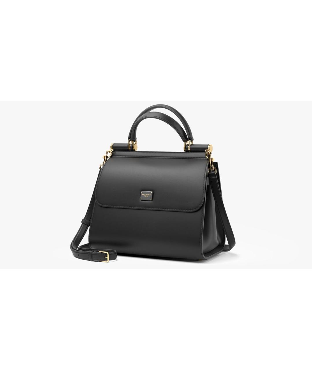 DOLCE&GABBANA Черная кожаная сумка с короткими ручками, фото 2