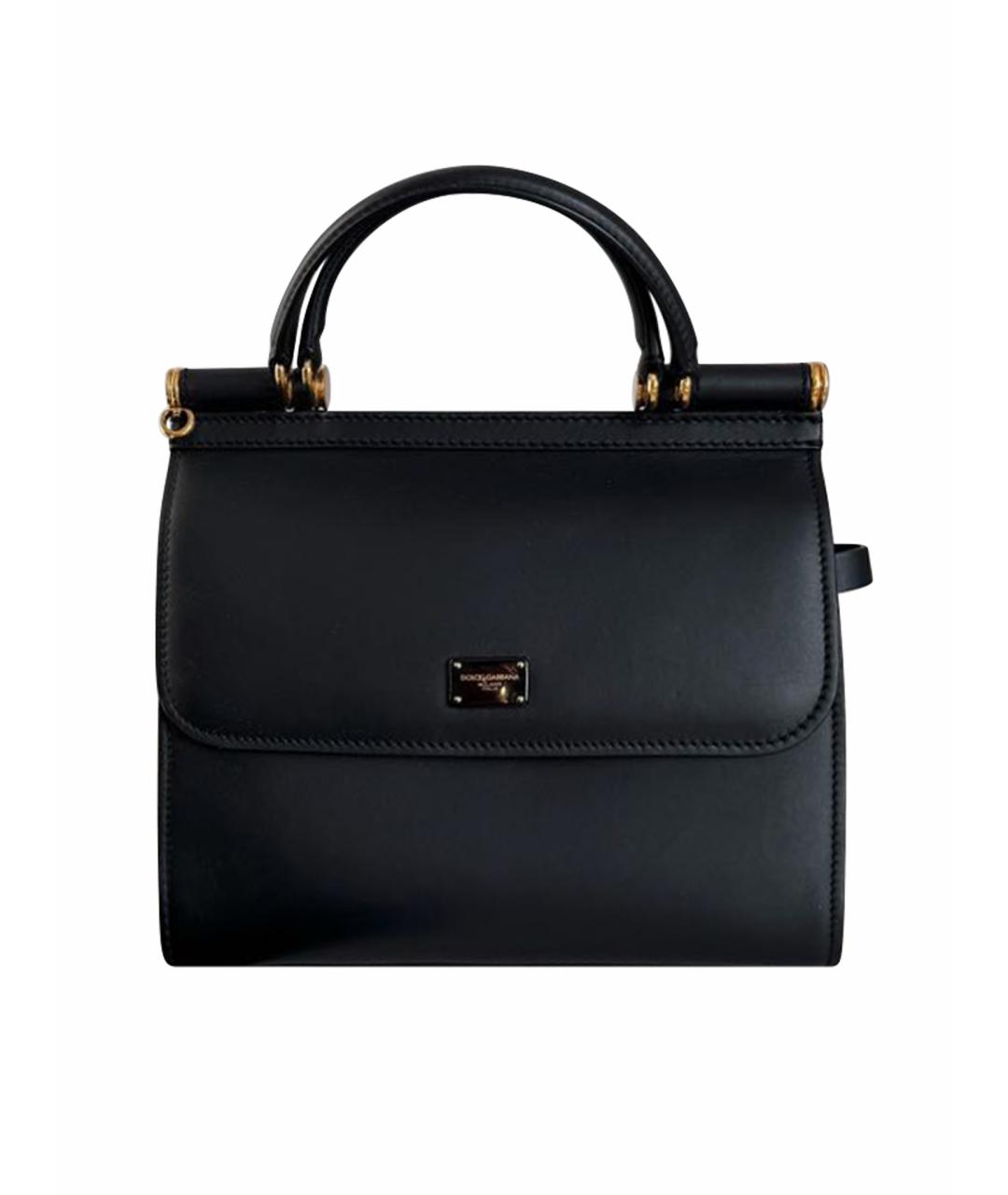 DOLCE&GABBANA Черная кожаная сумка с короткими ручками, фото 1