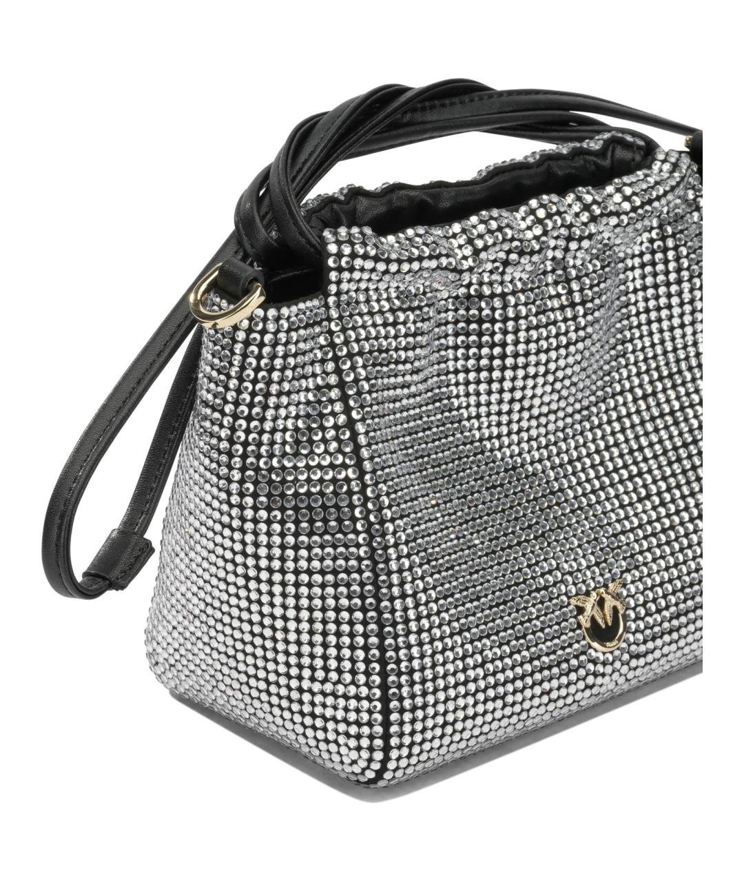 PINKO Серебряная синтетическая сумка с короткими ручками, фото 4