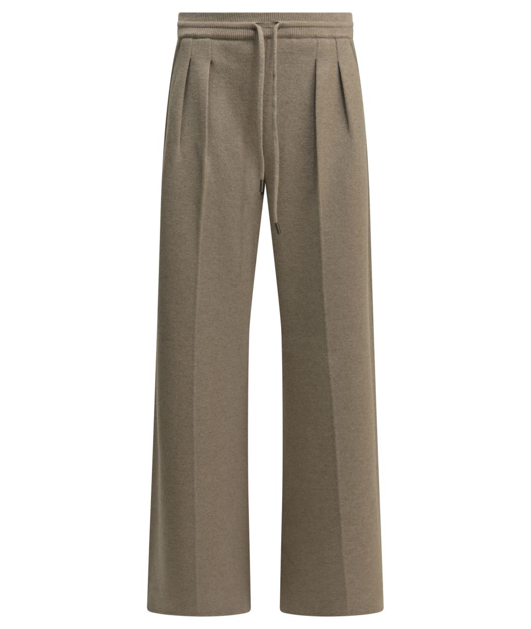 MAX MARA Бежевые шерстяные прямые брюки, фото 1