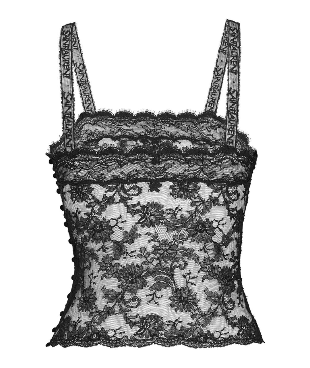 SAINT LAURENT Черная хлопковая майка, фото 2