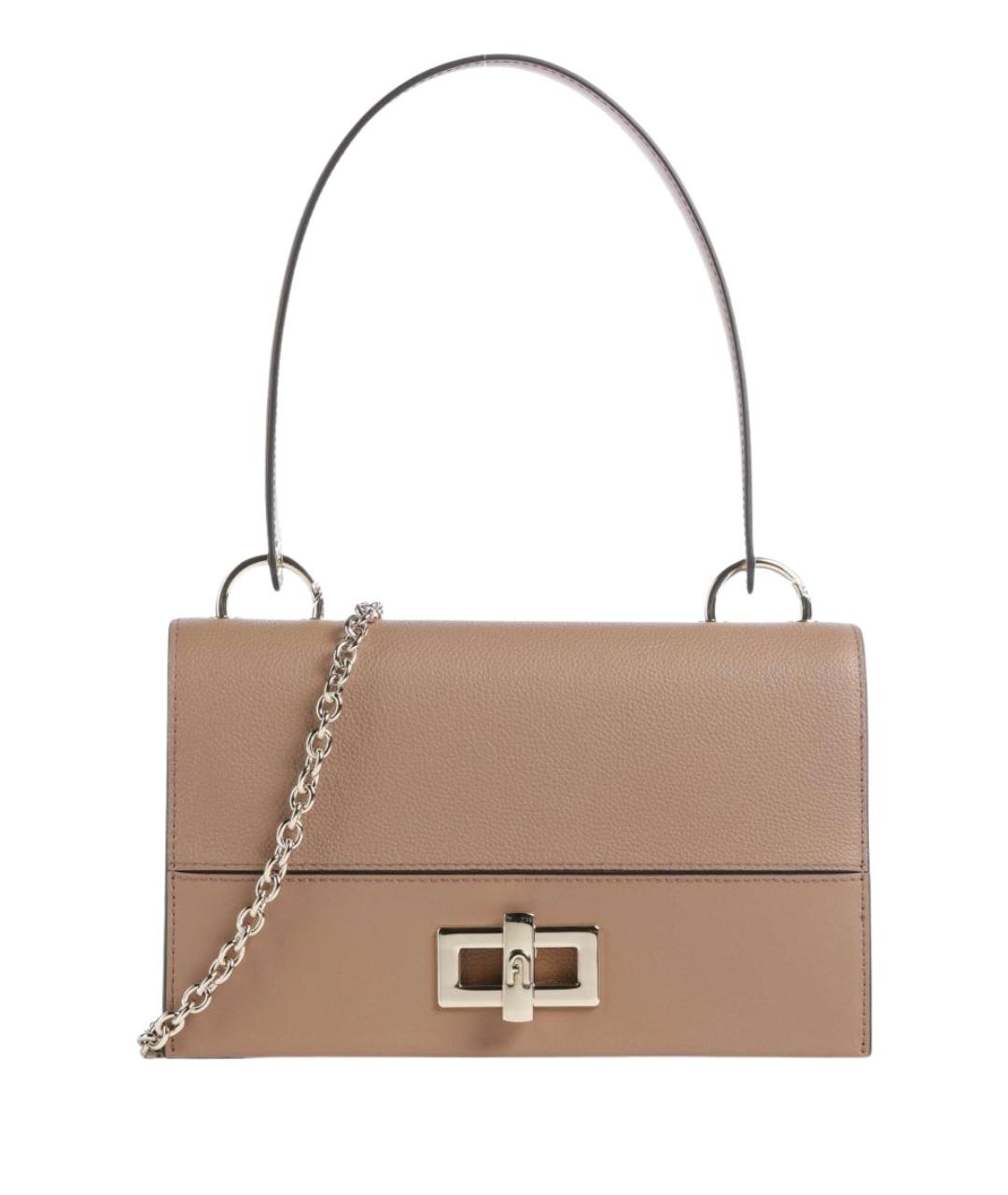 FURLA Коричневая кожаная сумка с короткими ручками, фото 1