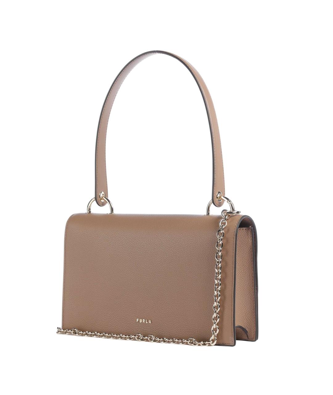 FURLA Коричневая кожаная сумка с короткими ручками, фото 2