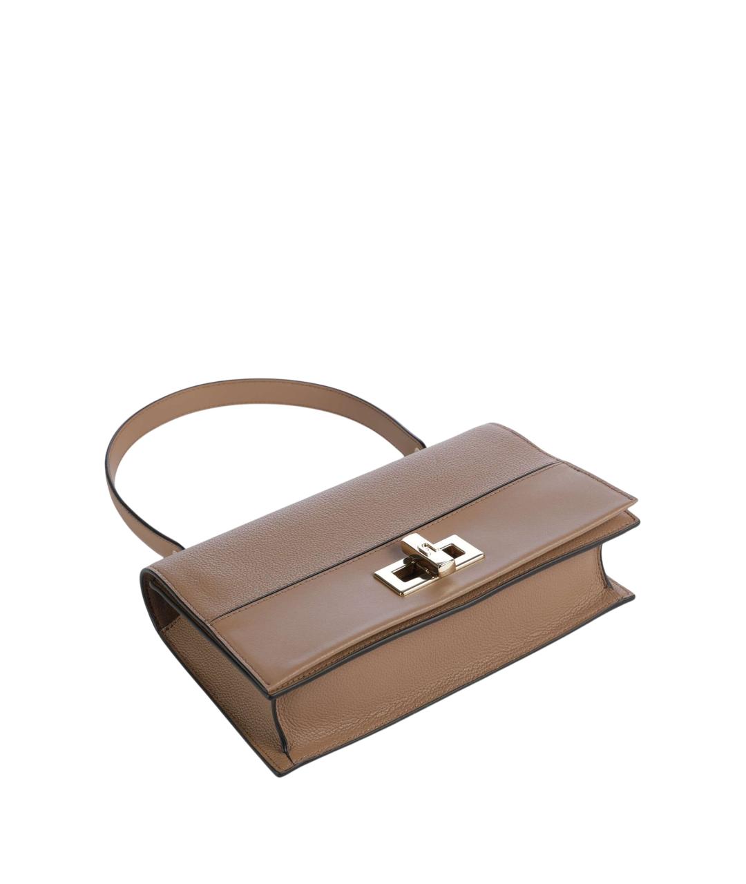 FURLA Коричневая кожаная сумка с короткими ручками, фото 4