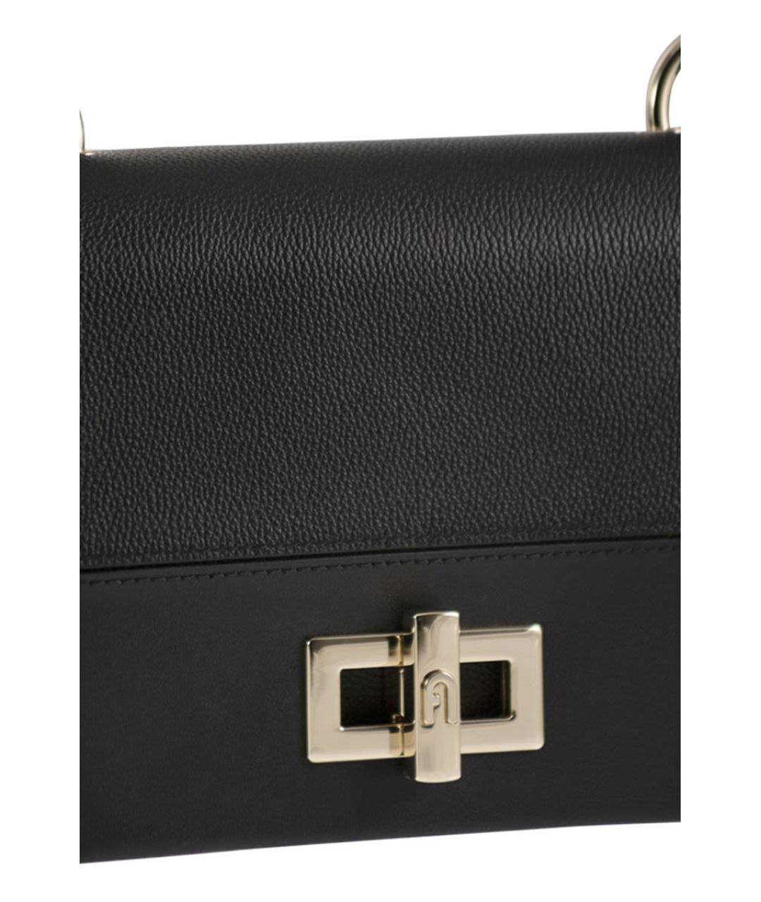 FURLA Черная кожаная сумка с короткими ручками, фото 5