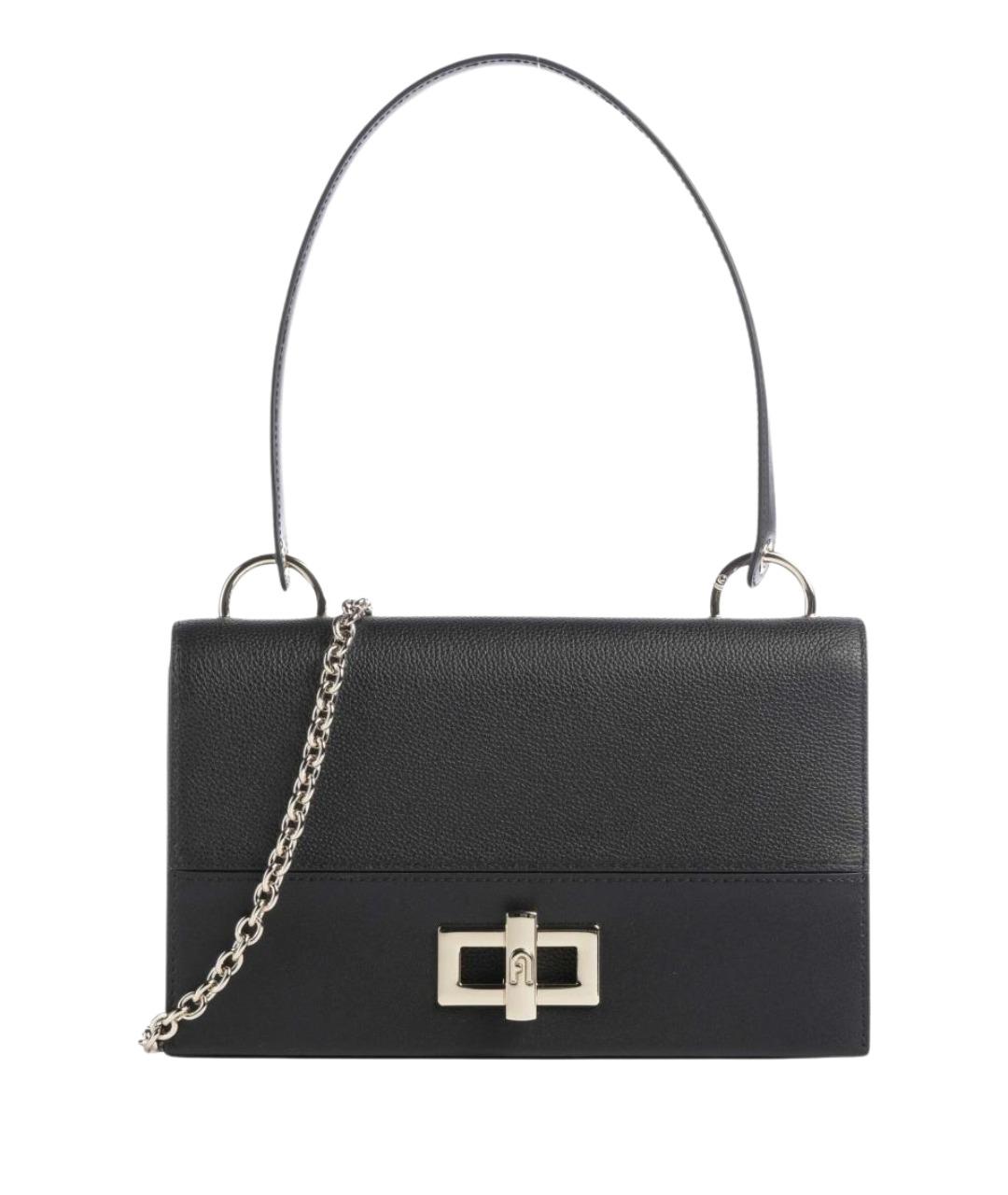FURLA Черная кожаная сумка с короткими ручками, фото 1