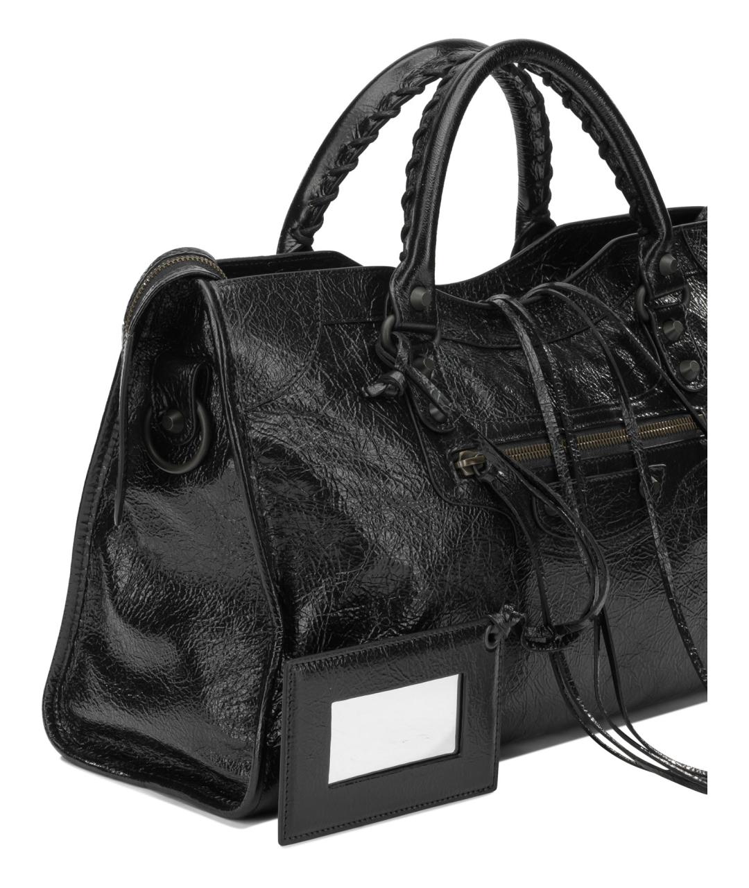 BALENCIAGA Черная кожаная сумка с короткими ручками, фото 4