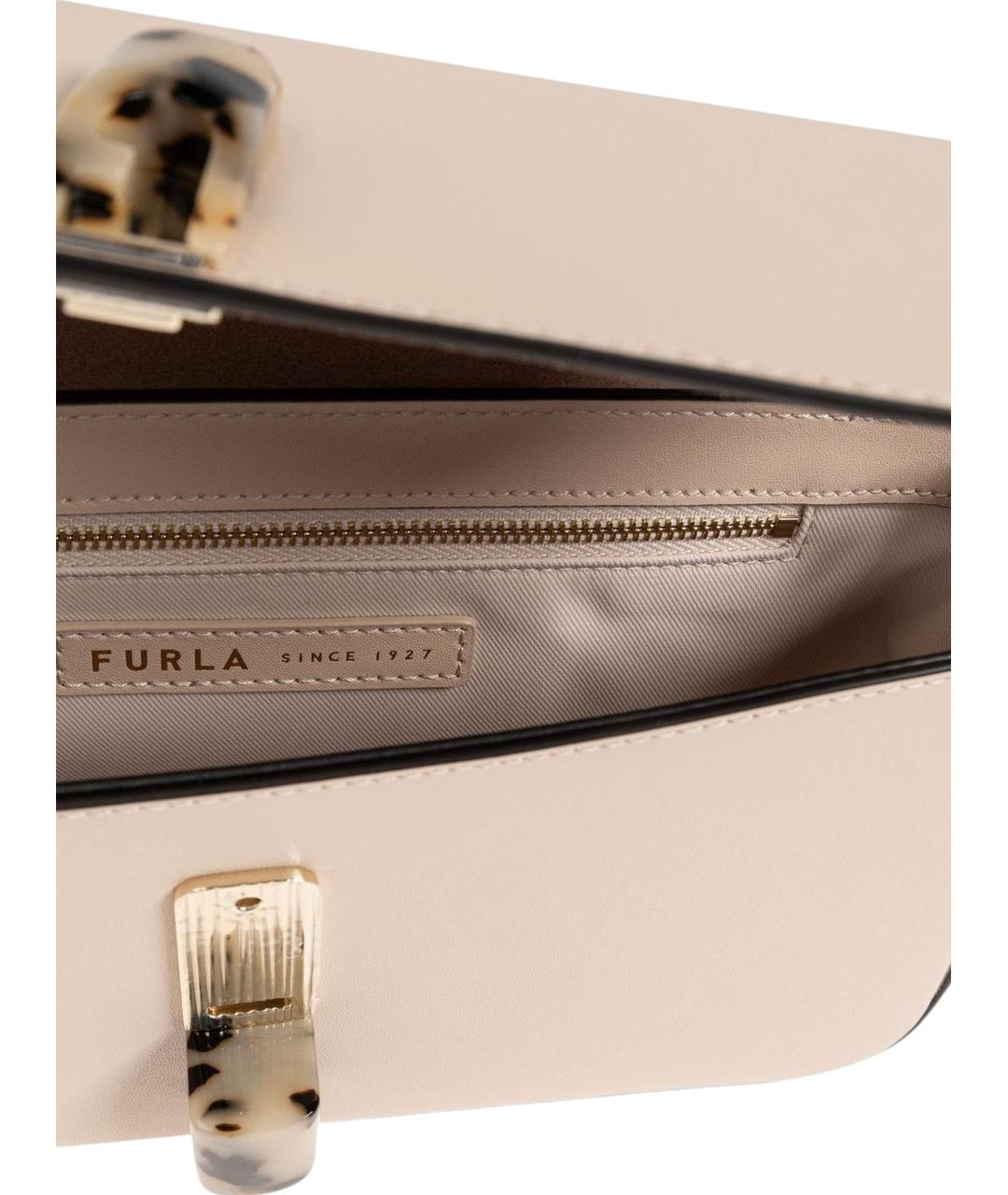 FURLA Бежевая кожаная сумка через плечо, фото 4