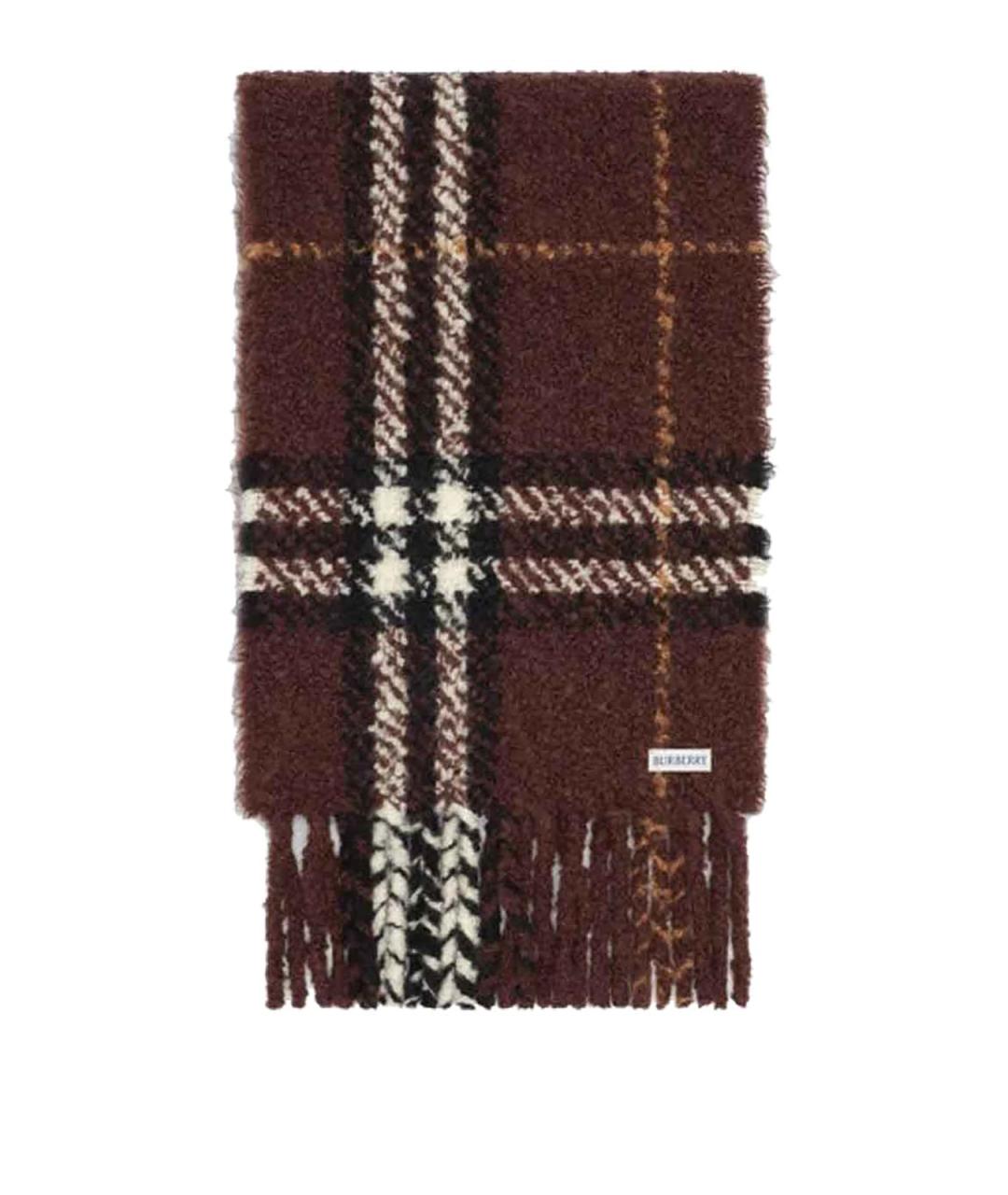 BURBERRY Коричневый шерстяной шарф, фото 2