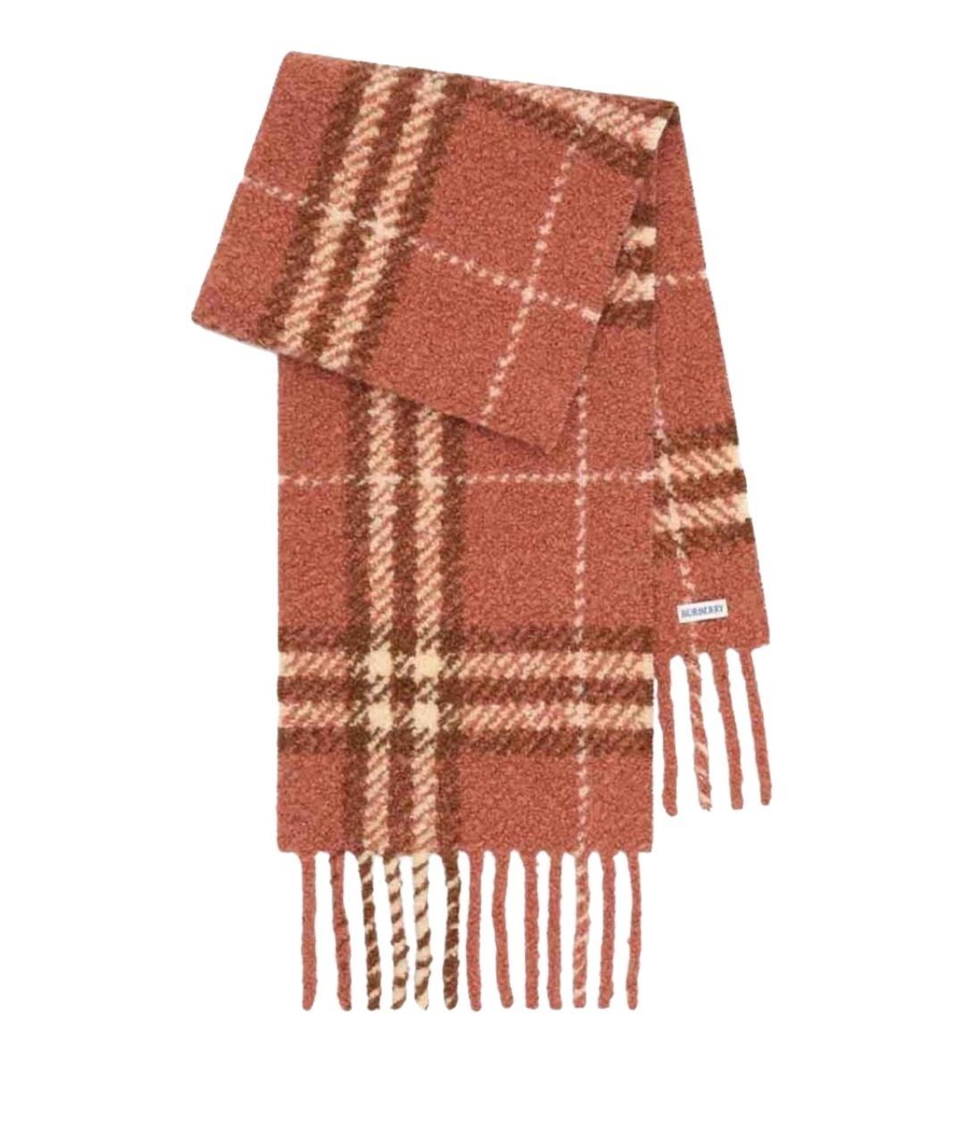 BURBERRY Розовый шерстяной шарф, фото 1