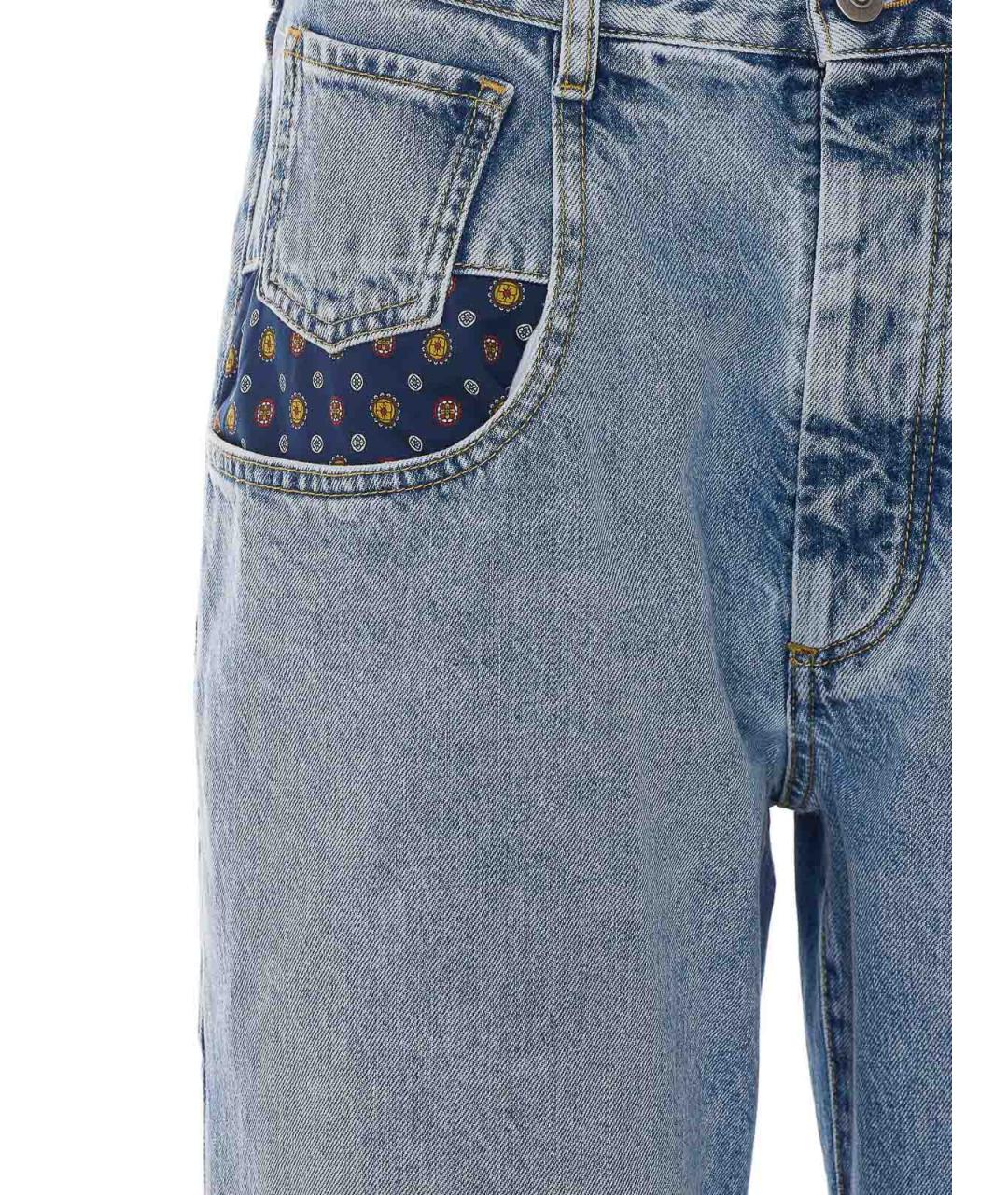MAISON MARGIELA Синие хлопковые прямые джинсы, фото 4