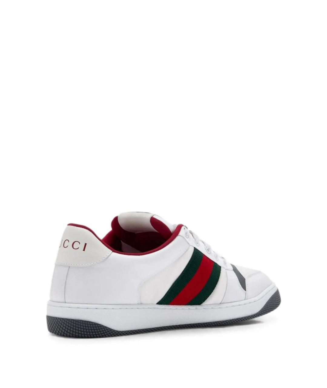 GUCCI Белые кожаные низкие кроссовки / кеды, фото 2