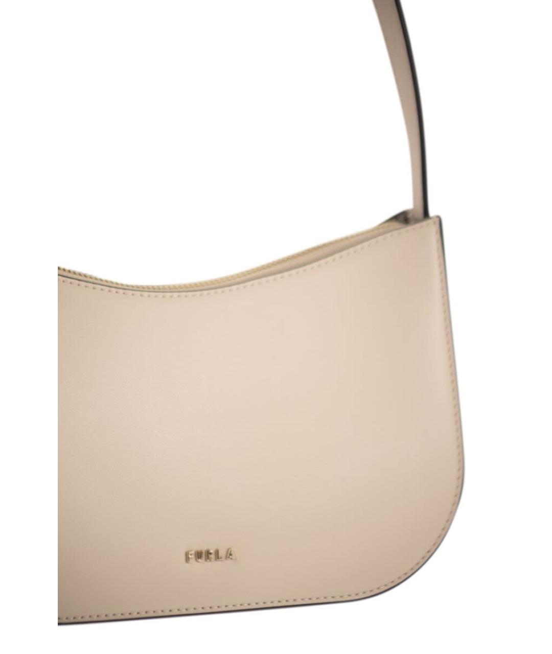 FURLA Бежевая кожаная сумка через плечо, фото 5